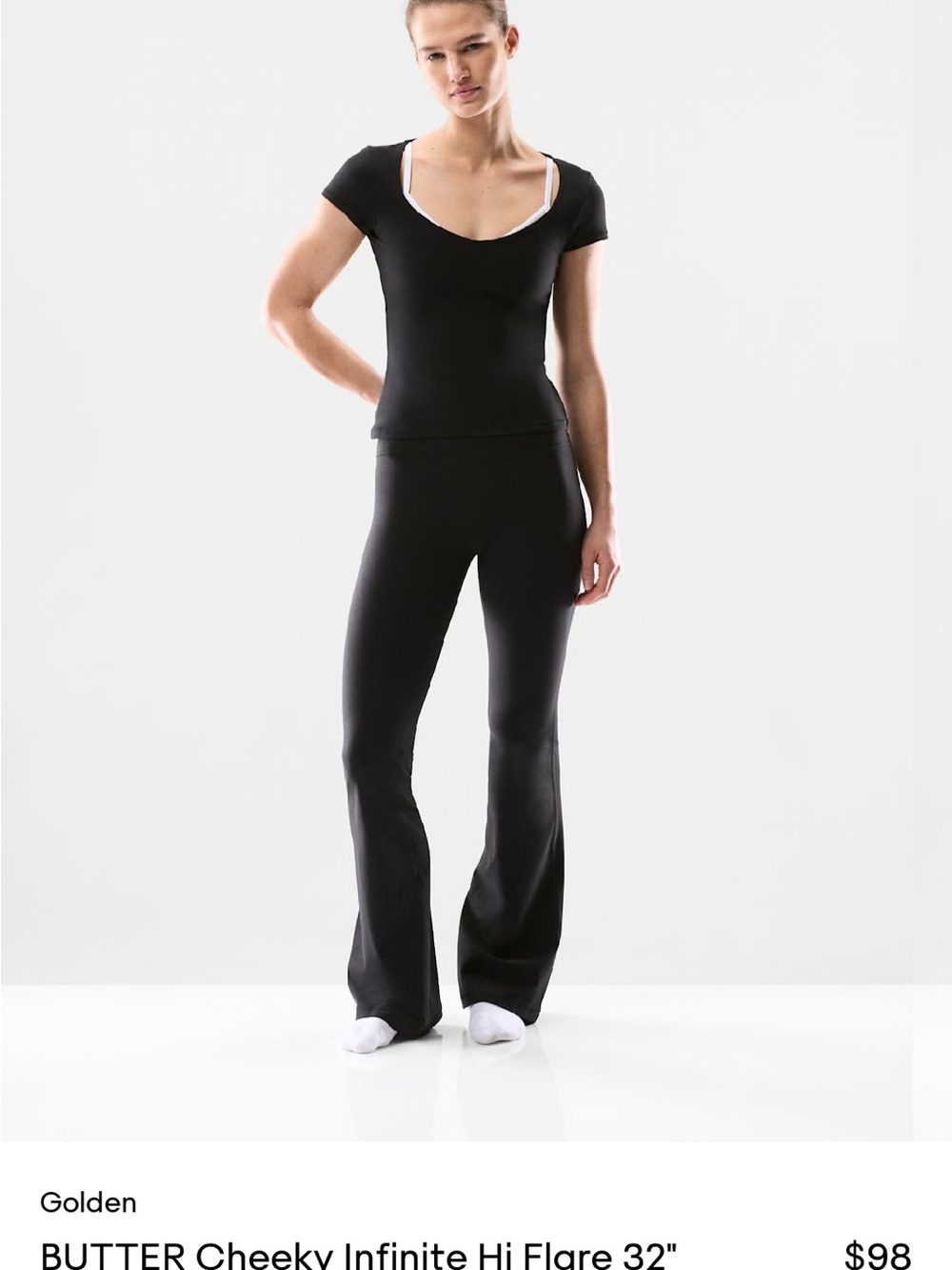 Butter Cheeky Black Hi-Rise Flare Leggings
